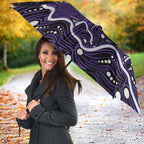 Hobart Hurricanes Cricket Mascot Umbrella Aboriginal Dot Art Purple And Black Tribal Pattern