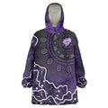Hobart Hurricanes Cricket Mascot Wearable Blanket Hoodie Aboriginal Dot Art Purple And Black Tribal Pattern