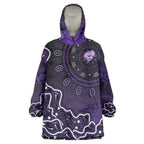 Hobart Hurricanes Cricket Mascot Wearable Blanket Hoodie Aboriginal Dot Art Purple And Black Tribal Pattern
