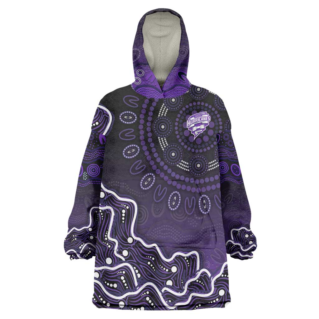 Hobart Hurricanes Cricket Mascot Wearable Blanket Hoodie Aboriginal Dot Art Purple And Black Tribal Pattern