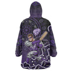 Hobart Hurricanes Cricket Mascot Wearable Blanket Hoodie Aboriginal Dot Art Purple And Black Tribal Pattern