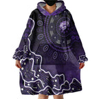 Hobart Hurricanes Cricket Mascot Wearable Blanket Hoodie Aboriginal Dot Art Purple And Black Tribal Pattern