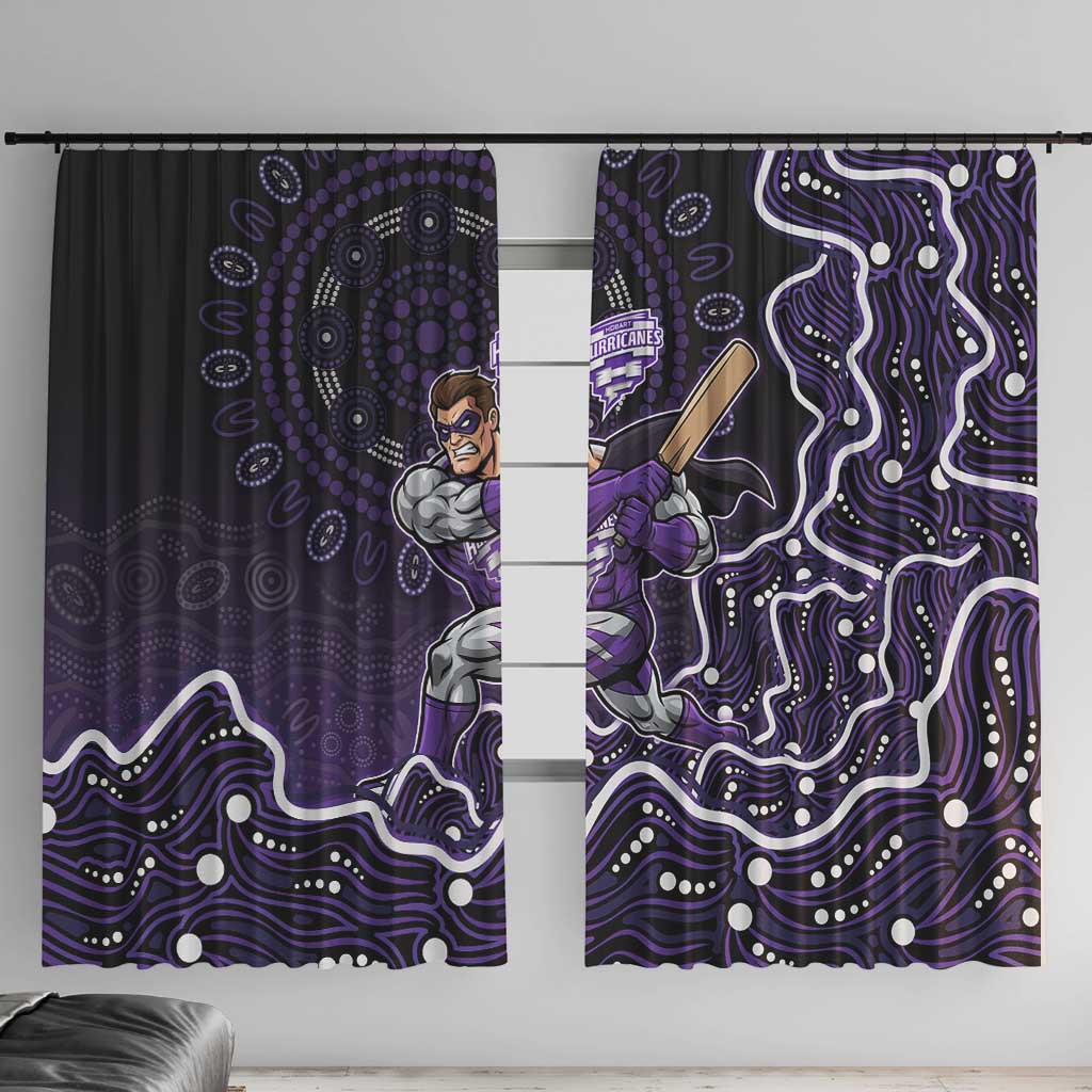 Hobart Hurricanes Cricket Mascot Window Curtain Aboriginal Dot Art Purple And Black Tribal Pattern