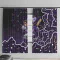 Hobart Hurricanes Cricket Mascot Window Curtain Aboriginal Dot Art Purple And Black Tribal Pattern