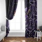 Hobart Hurricanes Cricket Mascot Window Curtain Aboriginal Dot Art Purple And Black Tribal Pattern