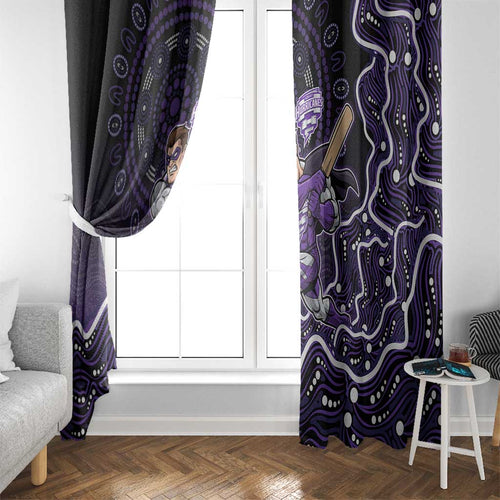 Hobart Hurricanes Cricket Mascot Window Curtain Aboriginal Dot Art Purple And Black Tribal Pattern