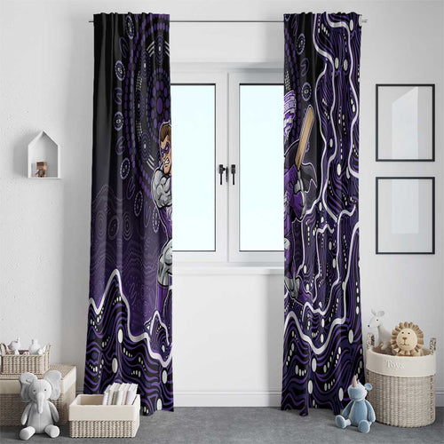 Hobart Hurricanes Cricket Mascot Window Curtain Aboriginal Dot Art Purple And Black Tribal Pattern