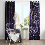 Hobart Hurricanes Cricket Mascot Window Curtain Aboriginal Dot Art Purple And Black Tribal Pattern
