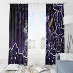 Hobart Hurricanes Cricket Mascot Window Curtain Aboriginal Dot Art Purple And Black Tribal Pattern