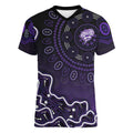 Hobart Hurricanes Cricket Mascot Women V-Neck T-Shirt Aboriginal Dot Art Purple And Black Tribal Pattern
