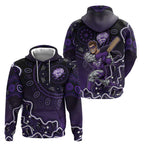 Hobart Hurricanes Cricket Mascot Zip Hoodie Aboriginal Dot Art Purple And Black Tribal Pattern