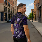 Hobart Hurricanes Cricket Mascot Zipper Polo Shirt Aboriginal Dot Art Purple And Black Tribal Pattern
