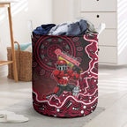 Melbourne Renegades Cricket Mascot Laundry Basket Aboriginal Dot Art Red And Black Tribal Pattern