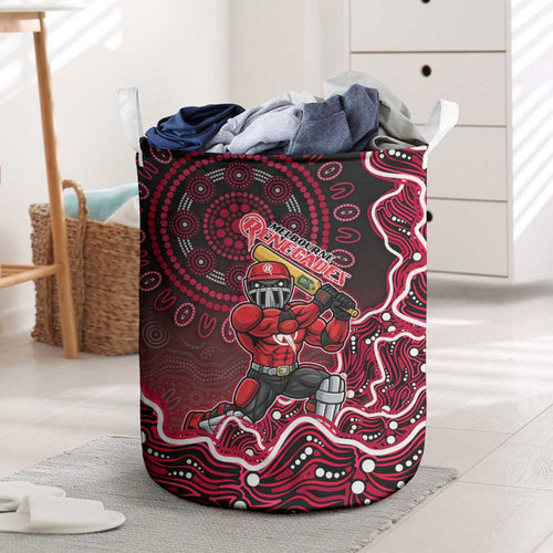 Melbourne Renegades Cricket Mascot Laundry Basket Aboriginal Dot Art Red And Black Tribal Pattern