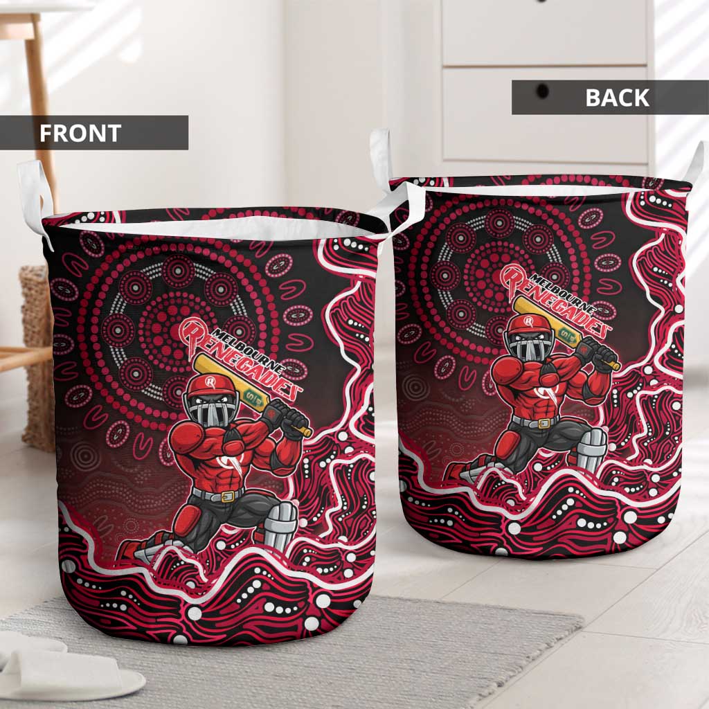 Melbourne Renegades Cricket Mascot Laundry Basket Aboriginal Dot Art Red And Black Tribal Pattern