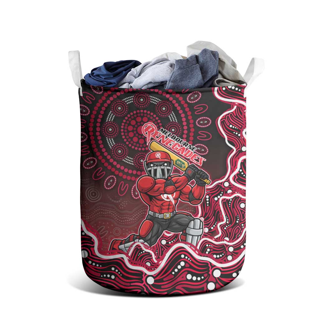 Melbourne Renegades Cricket Mascot Laundry Basket Aboriginal Dot Art Red And Black Tribal Pattern