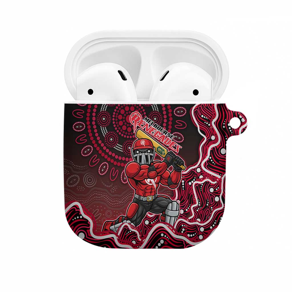 Melbourne Renegades Cricket Mascot AirPods Case Aboriginal Dot Art Red And Black Tribal Pattern