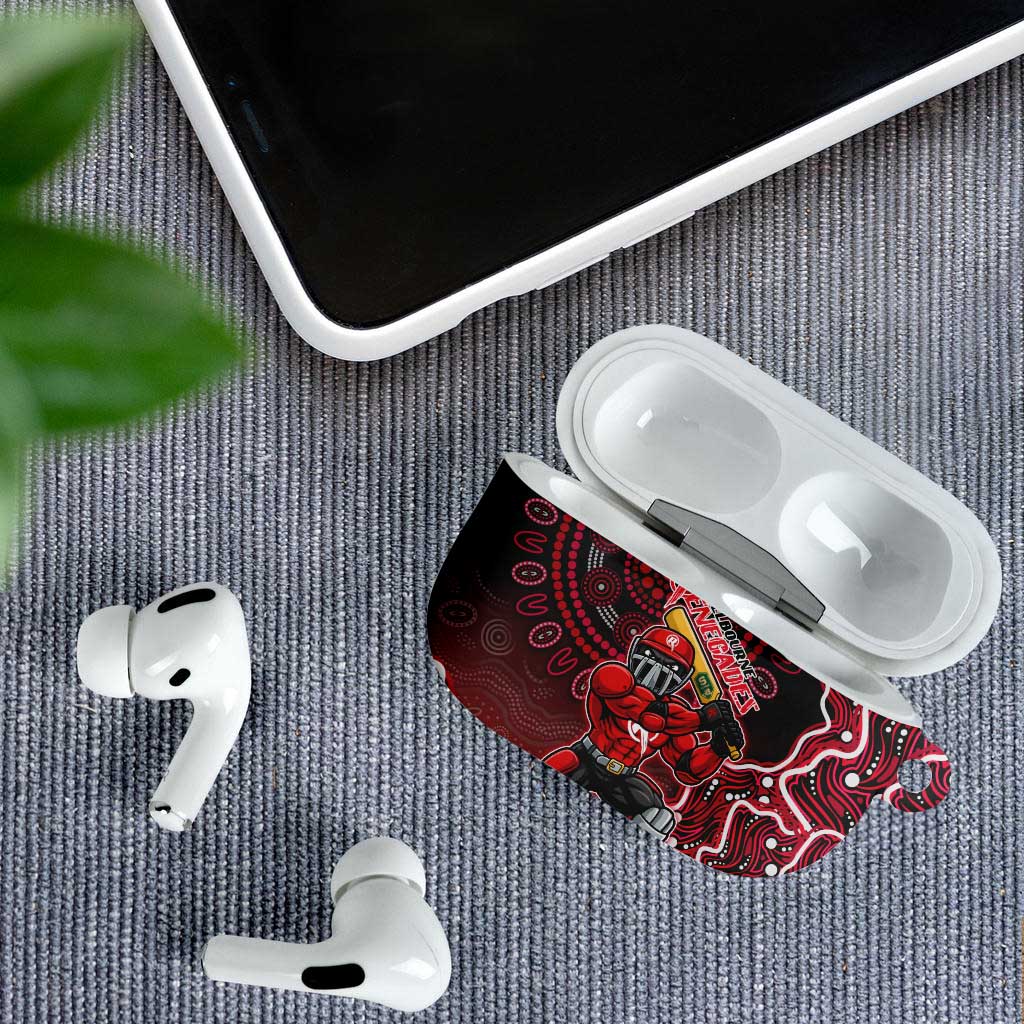 Melbourne Renegades Cricket Mascot AirPods Case Aboriginal Dot Art Red And Black Tribal Pattern