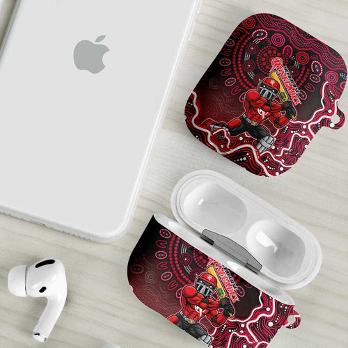 Melbourne Renegades Cricket Mascot AirPods Case Aboriginal Dot Art Red And Black Tribal Pattern