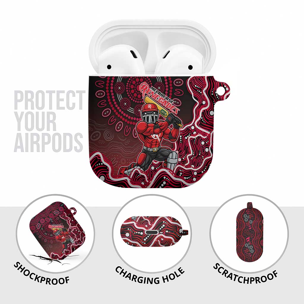 Melbourne Renegades Cricket Mascot AirPods Case Aboriginal Dot Art Red And Black Tribal Pattern