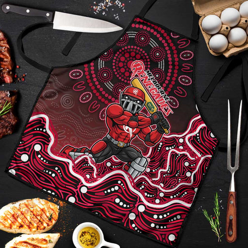 Melbourne Renegades Cricket Mascot Apron Aboriginal Dot Art Red And Black Tribal Pattern