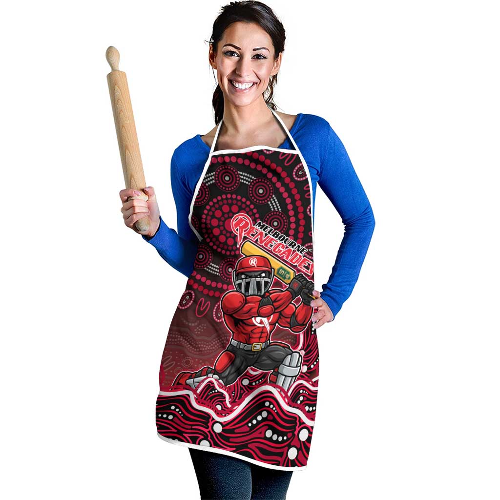 Melbourne Renegades Cricket Mascot Apron Aboriginal Dot Art Red And Black Tribal Pattern