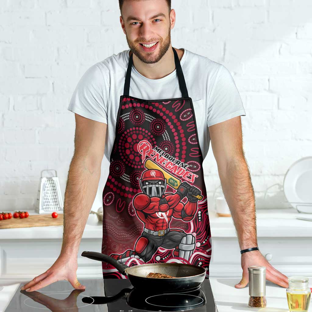 Melbourne Renegades Cricket Mascot Apron Aboriginal Dot Art Red And Black Tribal Pattern
