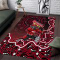 Melbourne Renegades Cricket Mascot Area Rug Aboriginal Dot Art Red And Black Tribal Pattern