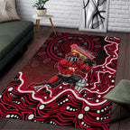 Melbourne Renegades Cricket Mascot Area Rug Aboriginal Dot Art Red And Black Tribal Pattern
