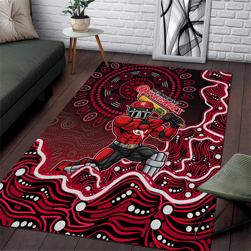 Melbourne Renegades Cricket Mascot Area Rug Aboriginal Dot Art Red And Black Tribal Pattern