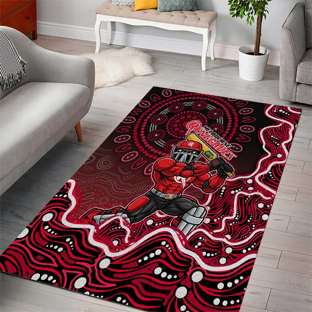 Melbourne Renegades Cricket Mascot Area Rug Aboriginal Dot Art Red And Black Tribal Pattern