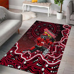 Melbourne Renegades Cricket Mascot Area Rug Aboriginal Dot Art Red And Black Tribal Pattern