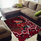 Melbourne Renegades Cricket Mascot Area Rug Aboriginal Dot Art Red And Black Tribal Pattern