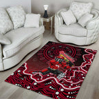 Melbourne Renegades Cricket Mascot Area Rug Aboriginal Dot Art Red And Black Tribal Pattern
