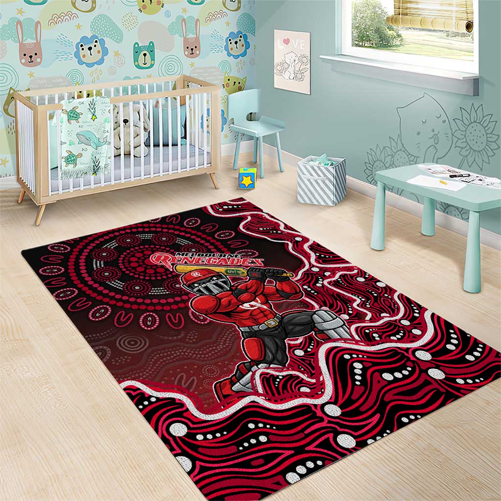 Melbourne Renegades Cricket Mascot Area Rug Aboriginal Dot Art Red And Black Tribal Pattern