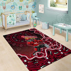 Melbourne Renegades Cricket Mascot Area Rug Aboriginal Dot Art Red And Black Tribal Pattern