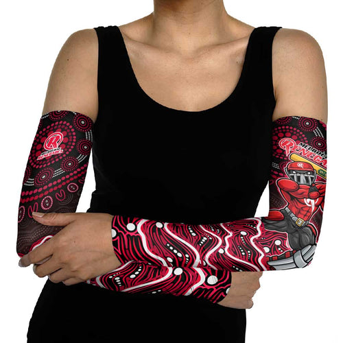 Melbourne Renegades Cricket Mascot Arm Sleeves Aboriginal Dot Art Red And Black Tribal Pattern