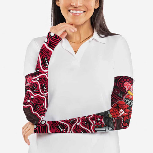 Melbourne Renegades Cricket Mascot Arm Sleeves Aboriginal Dot Art Red And Black Tribal Pattern