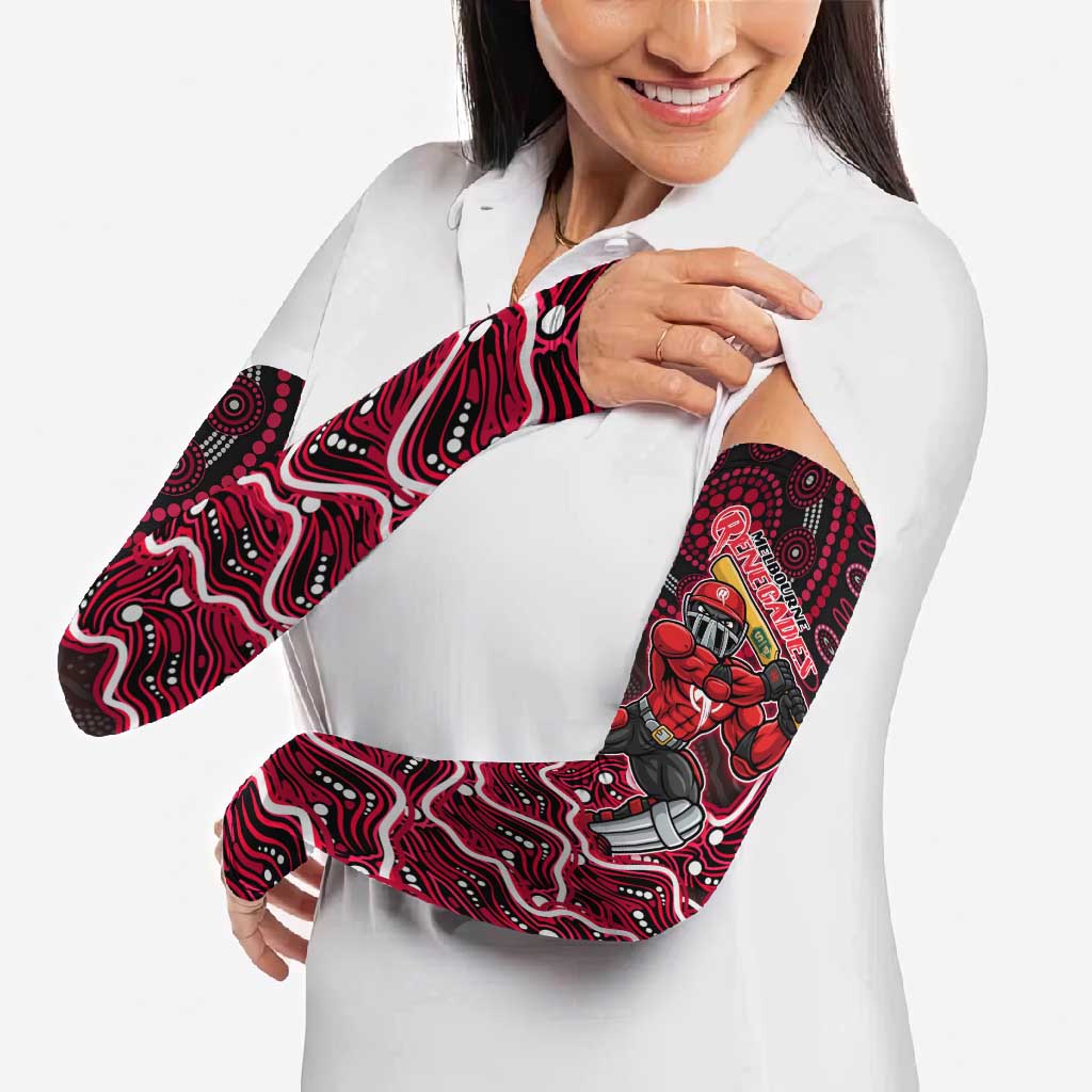 Melbourne Renegades Cricket Mascot Arm Sleeves Aboriginal Dot Art Red And Black Tribal Pattern
