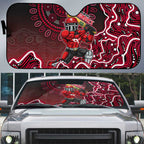 Melbourne Renegades Cricket Mascot Auto Sun Shade Aboriginal Dot Art Red And Black Tribal Pattern