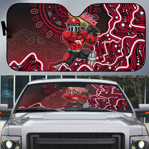 Melbourne Renegades Cricket Mascot Auto Sun Shade Aboriginal Dot Art Red And Black Tribal Pattern