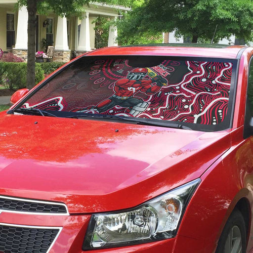 Melbourne Renegades Cricket Mascot Auto Sun Shade Aboriginal Dot Art Red And Black Tribal Pattern