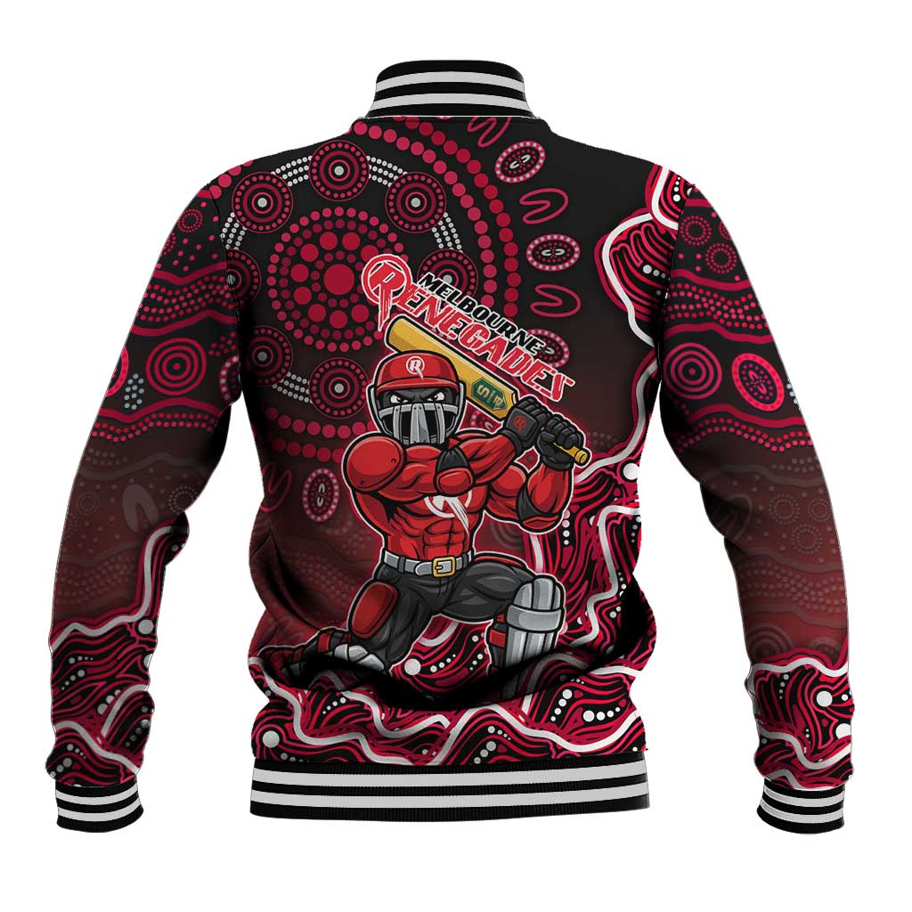 Melbourne Renegades Cricket Mascot Baseball Jacket Aboriginal Dot Art Red And Black Tribal Pattern