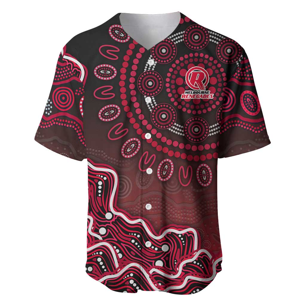 Melbourne Renegades Cricket Mascot Baseball Jersey Aboriginal Dot Art Red And Black Tribal Pattern