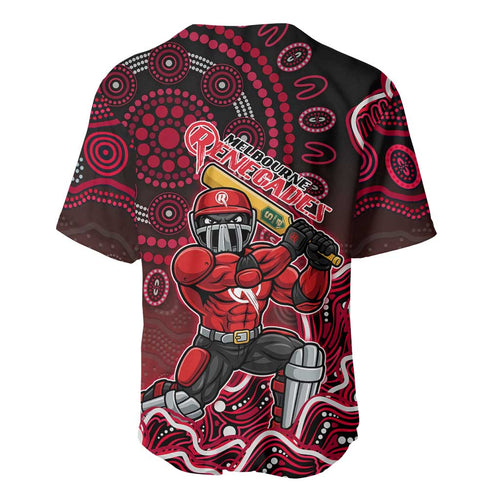 Melbourne Renegades Cricket Mascot Baseball Jersey Aboriginal Dot Art Red And Black Tribal Pattern