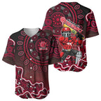 Melbourne Renegades Cricket Mascot Baseball Jersey Aboriginal Dot Art Red And Black Tribal Pattern