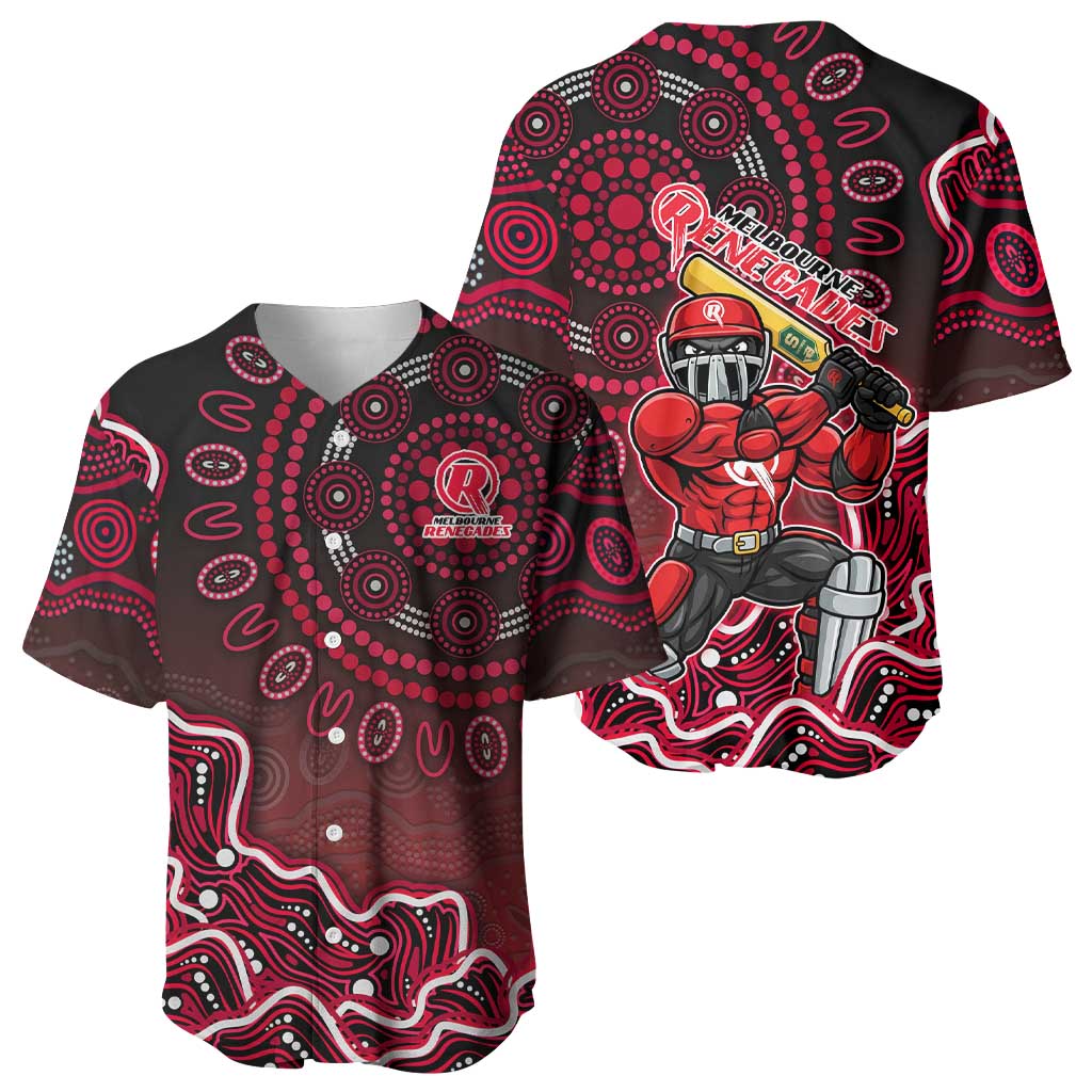 Melbourne Renegades Cricket Mascot Baseball Jersey Aboriginal Dot Art Red And Black Tribal Pattern