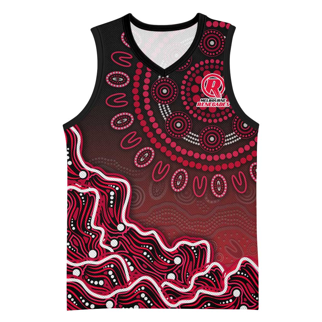 Melbourne Renegades Cricket Mascot Basketball Jersey Aboriginal Dot Art Red And Black Tribal Pattern