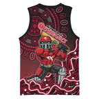 Melbourne Renegades Cricket Mascot Basketball Jersey Aboriginal Dot Art Red And Black Tribal Pattern