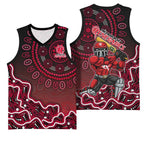 Melbourne Renegades Cricket Mascot Basketball Jersey Aboriginal Dot Art Red And Black Tribal Pattern